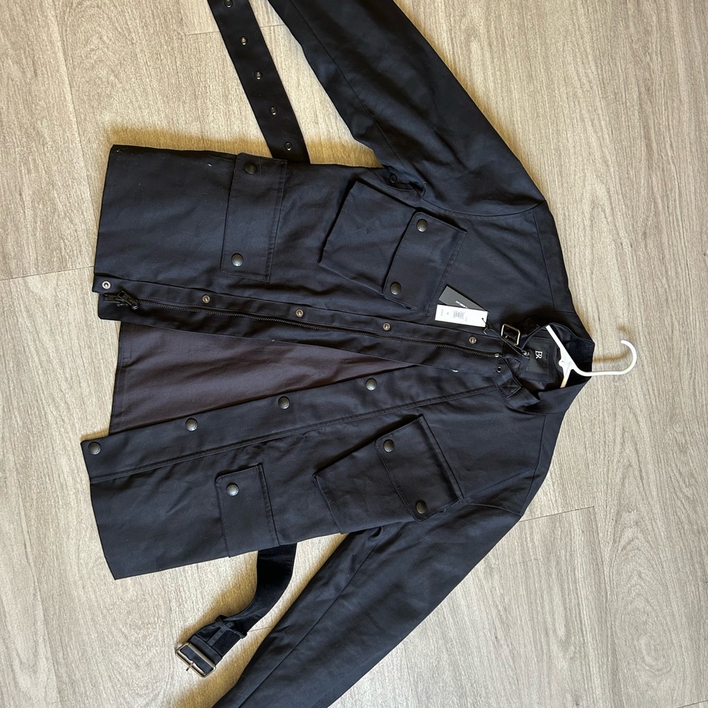 Banana Republic: Black Military Style Field Jacket w/ Belt